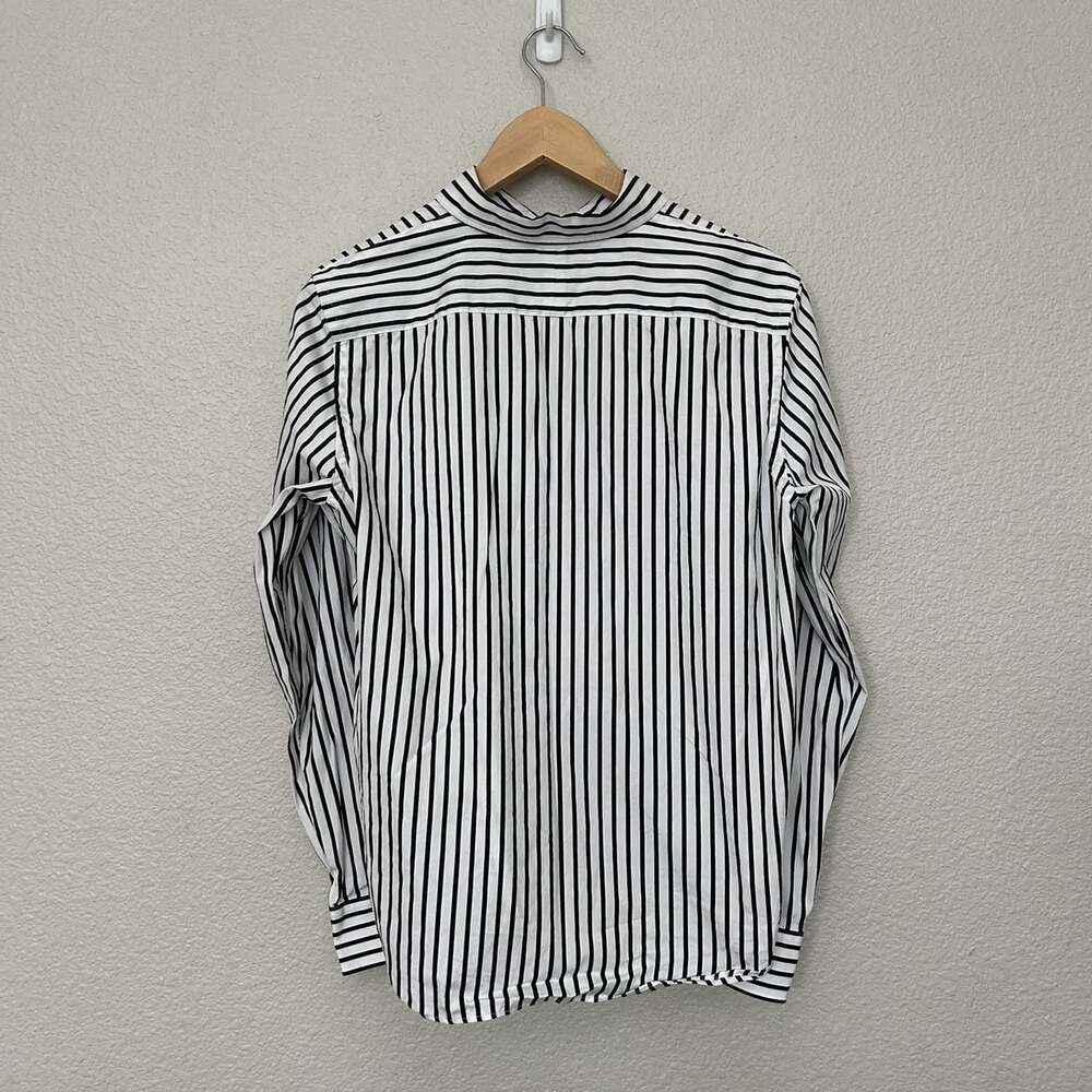 Lauren Ralph Lauren Women’s L Regular Black White Striped Logo Dress Shirt - Picture 3 of 3